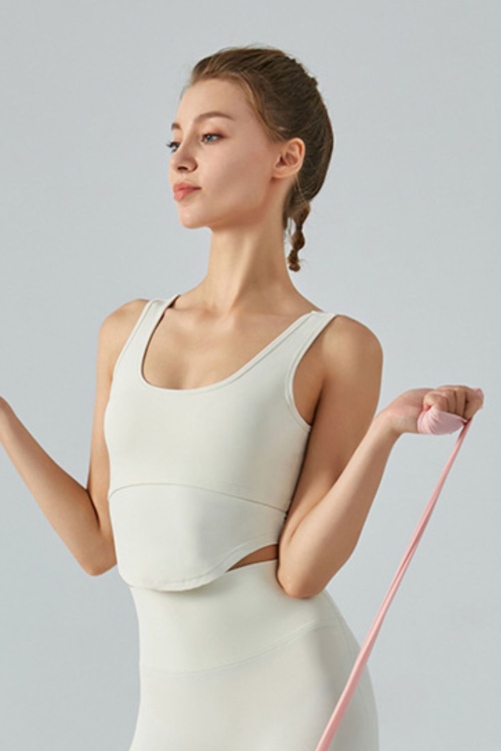 Ballet Curved Hem Cutout Tank