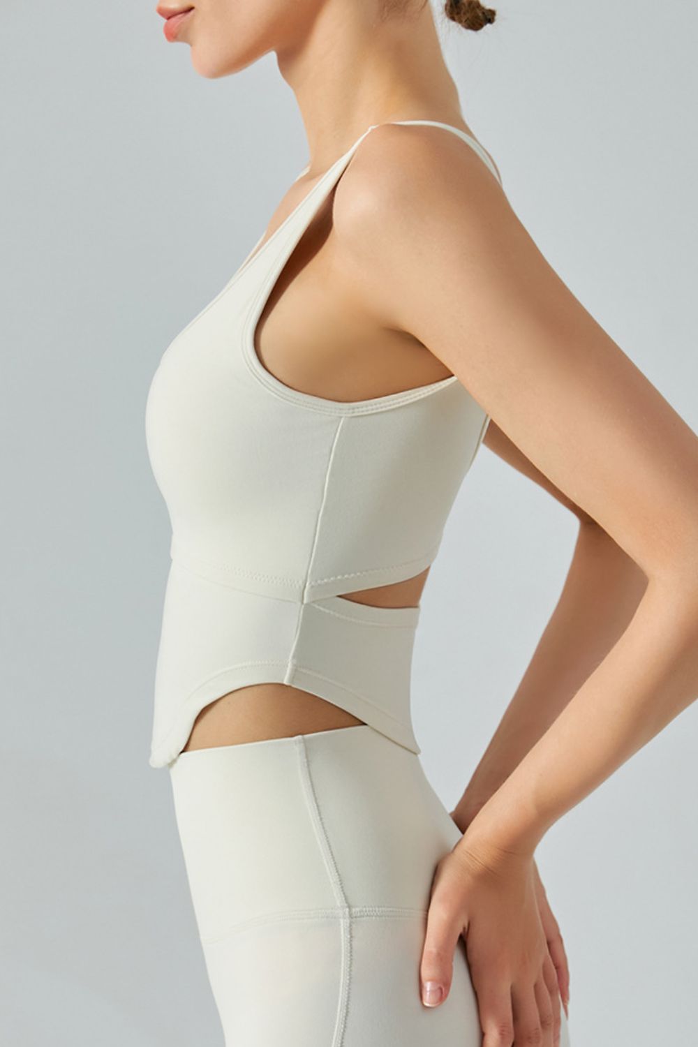 Ballet Curved Hem Cutout Tank
